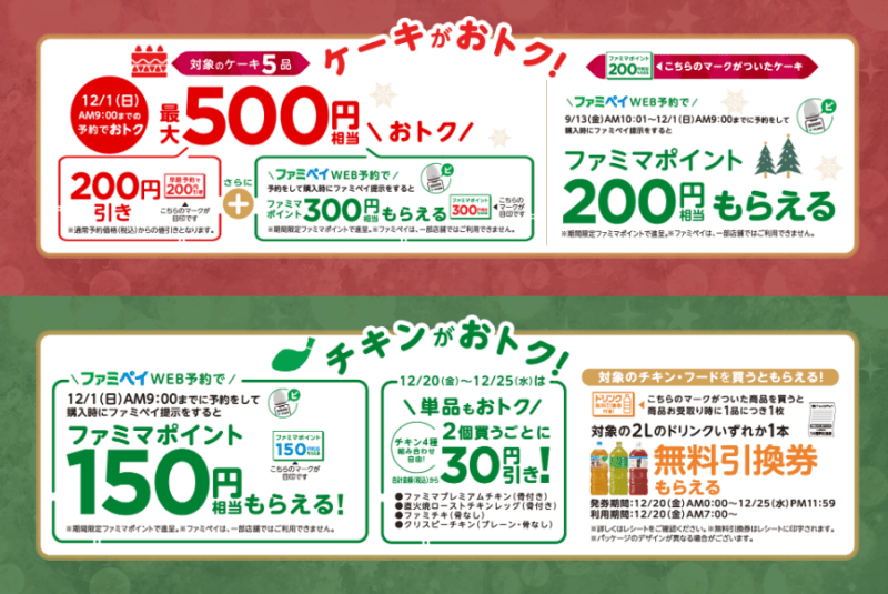 セール　ファミリーマート　クリスマスケーキ