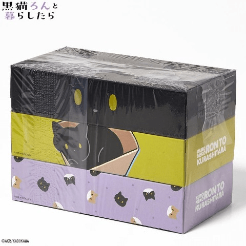 BOXティッシュ3箱組　アベイル『黒猫ろんと暮らしたら』コラボ