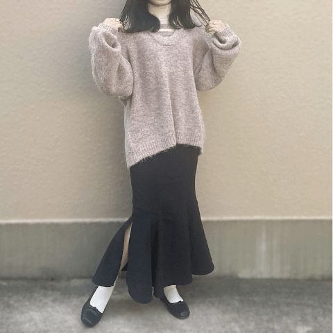 フリルケープ＋ニットプルオーバー　しまむら『mog』コラボの秋服