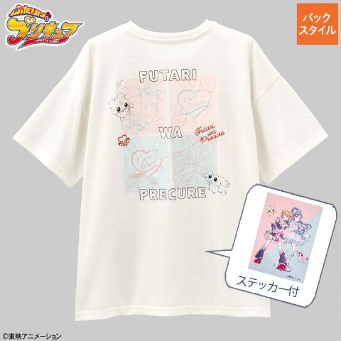 レディース　ステッカー付Tシャツ　アベイル『ふたりはプリキュア』コラボ