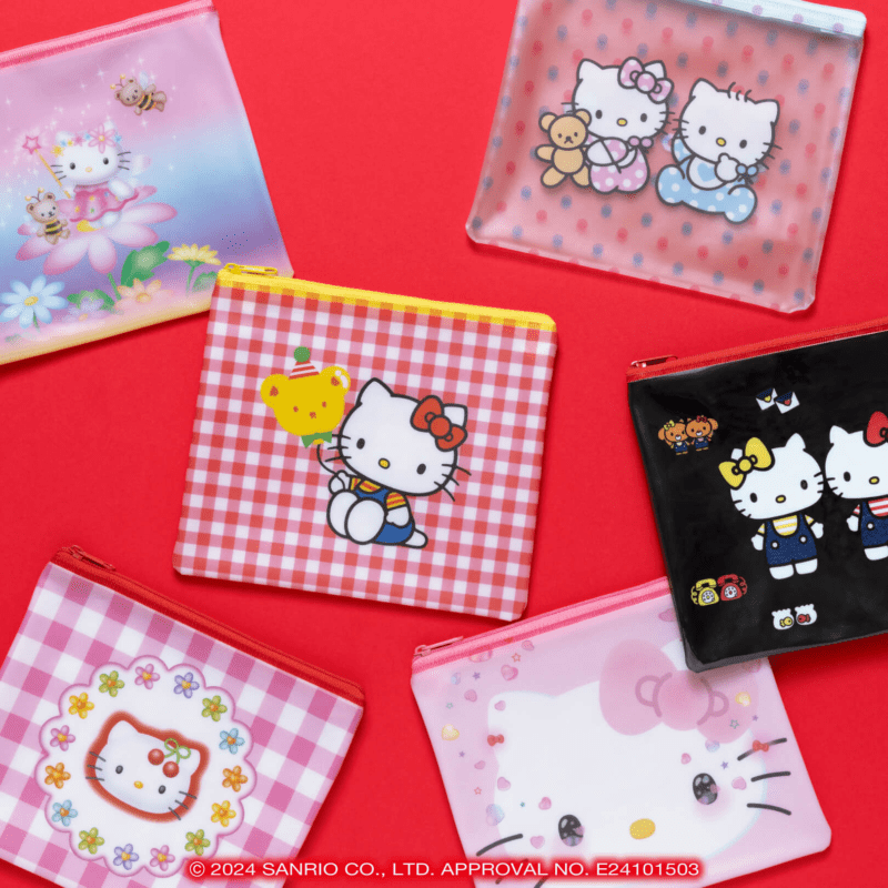 D賞　フラットポーチ　[全6種]　Happyくじ『HELLO KITTY 50th～ハッピーアニバーサリー★～』