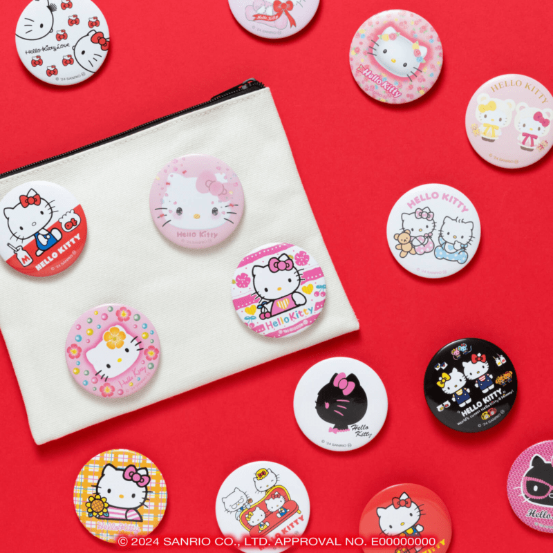 F賞　缶バッジSET(2個セット)　[全8種]　Happyくじ『HELLO KITTY 50th～ハッピーアニバーサリー★～』