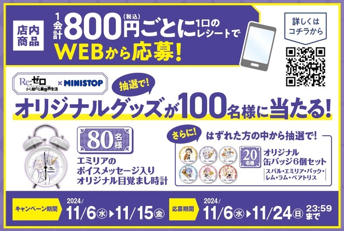 抽選グッズ　ミニストップ『Re:ゼロから始める異世界生活（リゼロ）』コラボキャンペーン