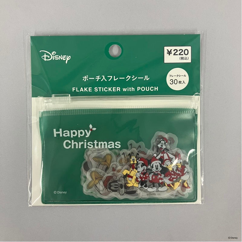 ディズニー／クリスマス　ポーチ入フレークシール　キャンドゥ　クリスマス　コラボ