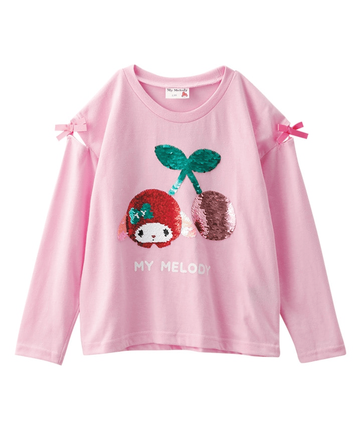 女児スパンコール長袖Ｔシャツ　パシオス『サンリオ』コラボ！マイメロディとクロミの周年アイテム