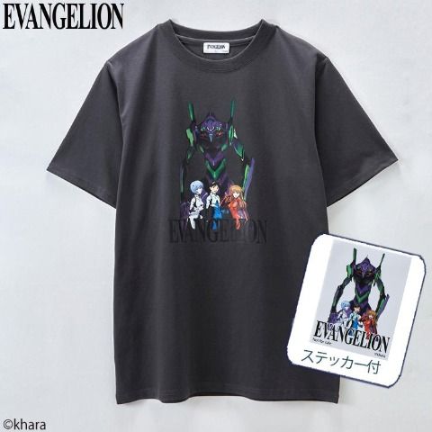 メンズ　ステッカー付Tシャツ　アベイル『エヴァンゲリオン』コラボ