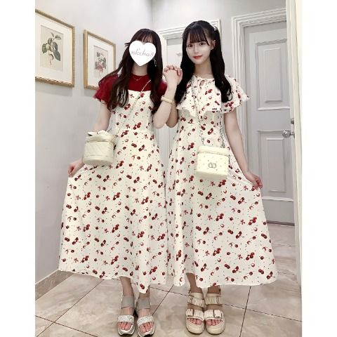 nako しまむら チェリー さくらんぼ キャミ ワンピース 2WAY 即完売品 しまむら nako チェリー さくらんぼ キャミ ワンピース 2WAY 即