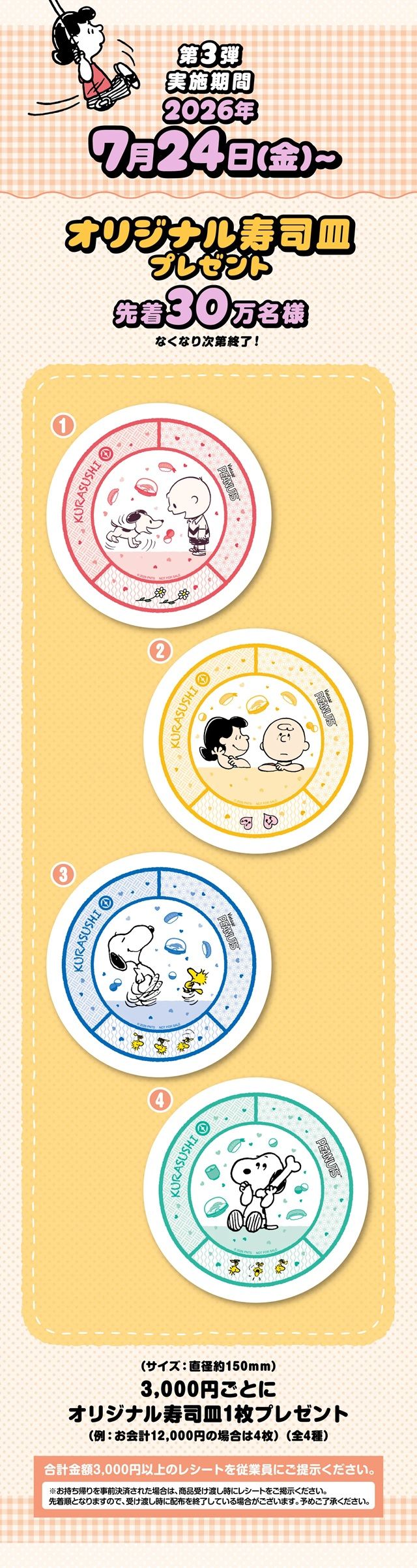 くら寿司×「PEANUTS」限定グッズ　【第3弾】寿司皿
