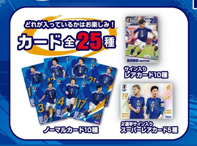 カードの種類　ぷっちょ袋 サッカー日本代表カード ソーダ味