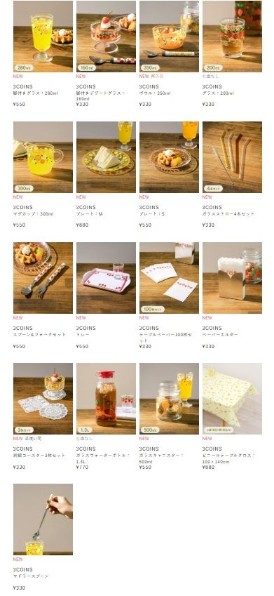 ラインナップ　3COINS（スリーコインズ）『おうち純喫茶 昭和レトロ』シリーズ