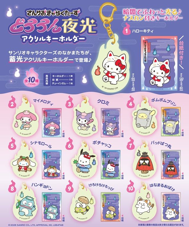 種類 サンリオキャラクターズ どろろん夜光アクリルキーホルダー