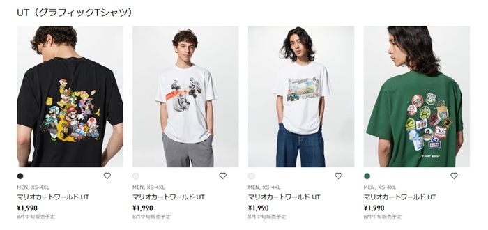 メンズTシャツ　ユニクロ『マリオカート ワールド』コラボの半袖Tシャツ、スウェットシャツが新発売！2026年夏～秋冬！
