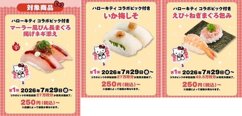コラボ限定ピック付きメニュー スシロー『サンリオ ハローキティ』コラボ