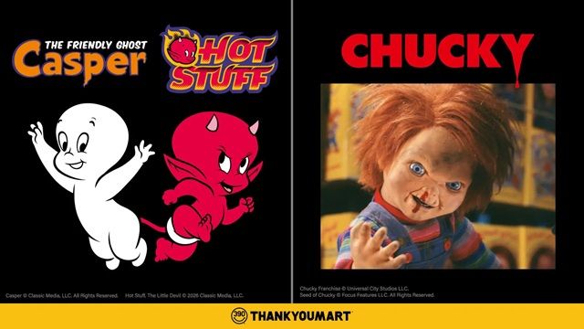 サンキューマート『チャッキー』『キャスパー、ホットスタッフ』コラボのグッズ　2026年ハロウィン
