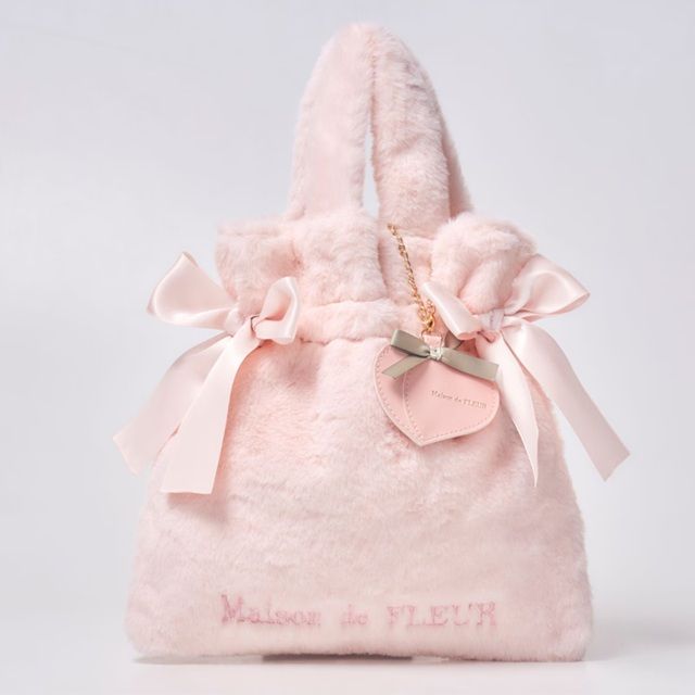 Maison de FLEUR フェイクファーミニバッグBOOK PEACH ローソン限定『もも(桃)×メゾン ド フルール』